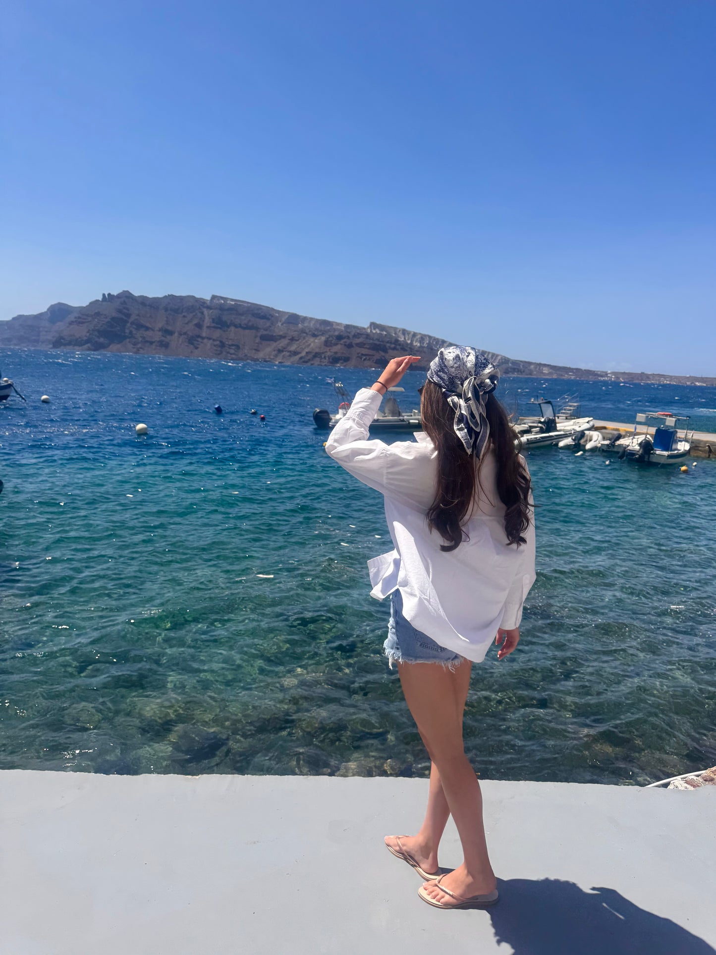 Santorini Blue - Madelyn Satin Scarf
