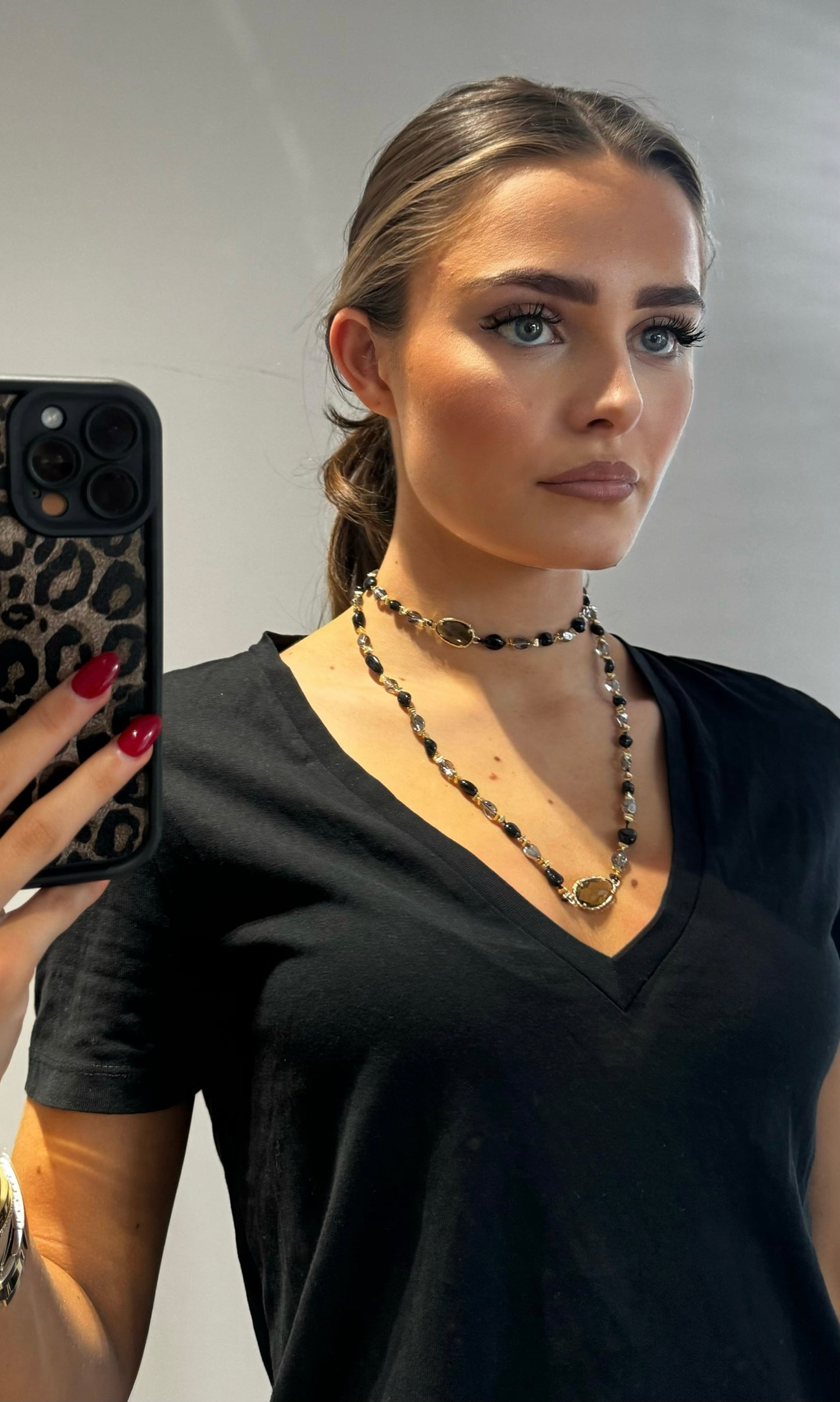 Double Tier Gemstone Necklace
