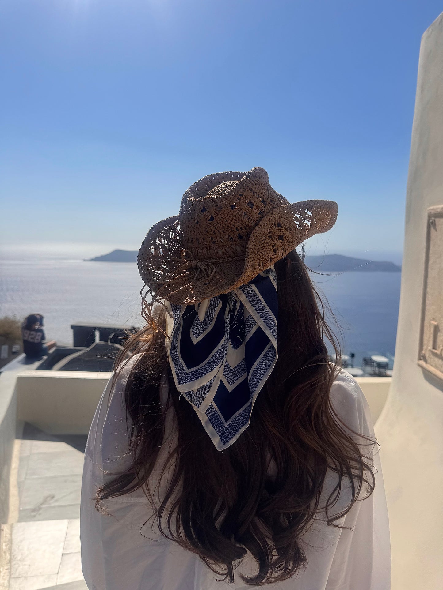 Santorini Blue - Madelyn Satin Scarf