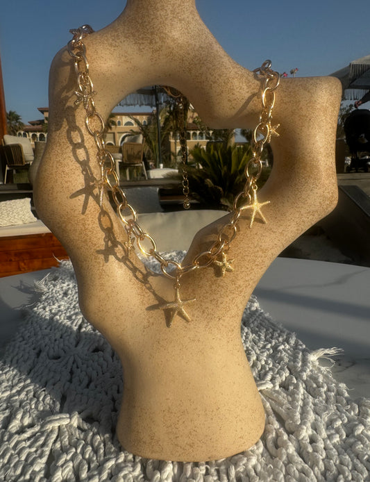 Alana Starfish Paperclip Gold Necklace